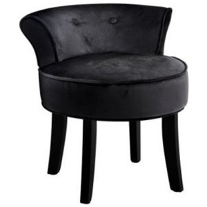 Velvet Vanity Stool Backrest Black