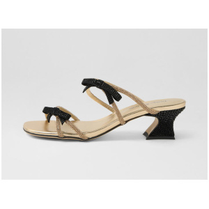 Vikia Gold Black Jewels Leather Sandals