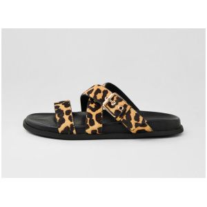 Vileen Leopard Black Leather Sandals