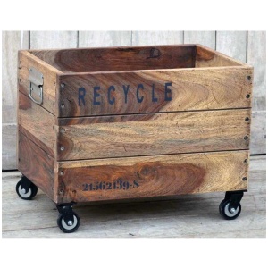 Wagon Industrial Rustic Basket On Cast Iron Wheels
