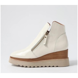 Waisy Ivory Nat Almond Patent Ankle Boots