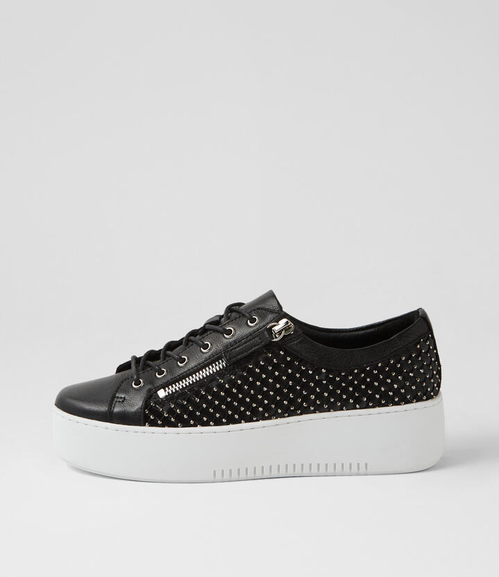 Walgin Black White Leather Sneakers