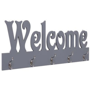 Wall Mounted Coat Rack Welcome Grey