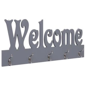Wall Mounted Coat Rack Welcome Grey
