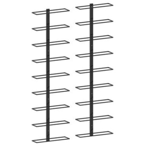 Wall Mounted Wine Racks For 18 Bottles 2 Pcs Black Iron