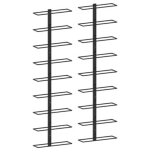 Wall Mounted Wine Racks For 18 Bottles 2 Pcs Black Iron