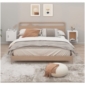 Wall mounted Bedside Cabinets 2 pcs High Gloss White 50x30x47cm