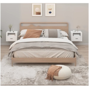 Wall mounted Bedside Cabinets 2 pcs High Gloss White 50x36x40cm