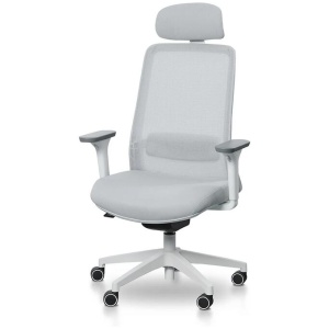 Walther Mesh Office Chair - Cloud Grey with White Base by Interior Secrets - AfterPay Available