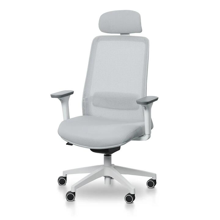 Walther Mesh Office Chair - Cloud Grey with White Base by Interior Secrets - AfterPay Available