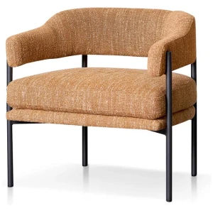 Walton Ginger Brown Fabric Armchair - Black Legs by Interior Secrets - AfterPay Available