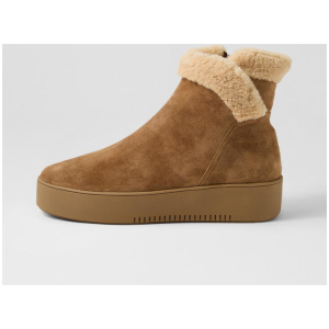 Warmer Light Choc Beige Suede Fur Ankle Boots