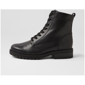 Wavey Schwarz Leather Ankle Boots