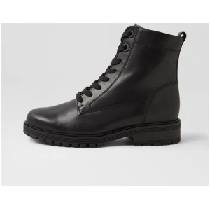 Wavey Schwarz Leather Ankle Boots