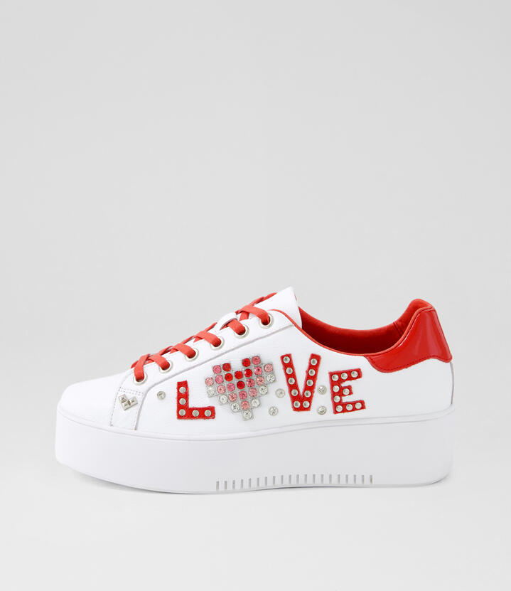 Wayoras White Red Leather Patent Sneakers