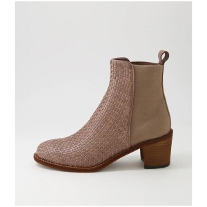 Werson Taupe Weave Leather Ankle Boots