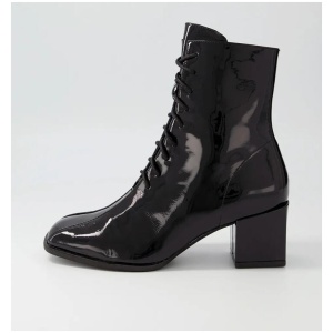 Wycliff Black Patent Leather Lace Up Boots