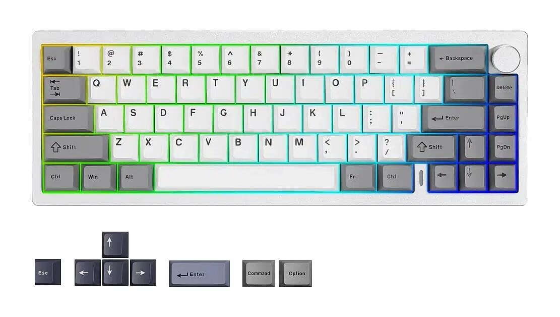 YUNZII AL68 QMK/VIA Aluminium Mechanical Tri-Mode Hot-Swap Silver Keyboard - Milk V2 Switch