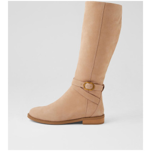 Yashley Camel Tumble Nubuck Knee High Boots