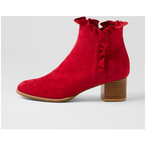 Yebby Red Suede Ankle Boots