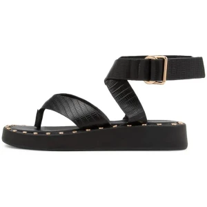 Yolo Black Lizard Leather Sandals