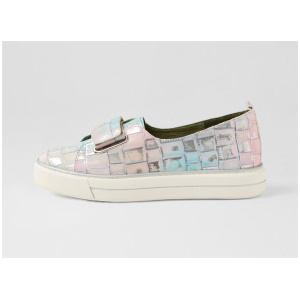 Yummie Khaki Croc Print Leather Sneakers