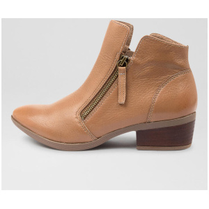 Zalen Dark Tan Leather Ankle Boots