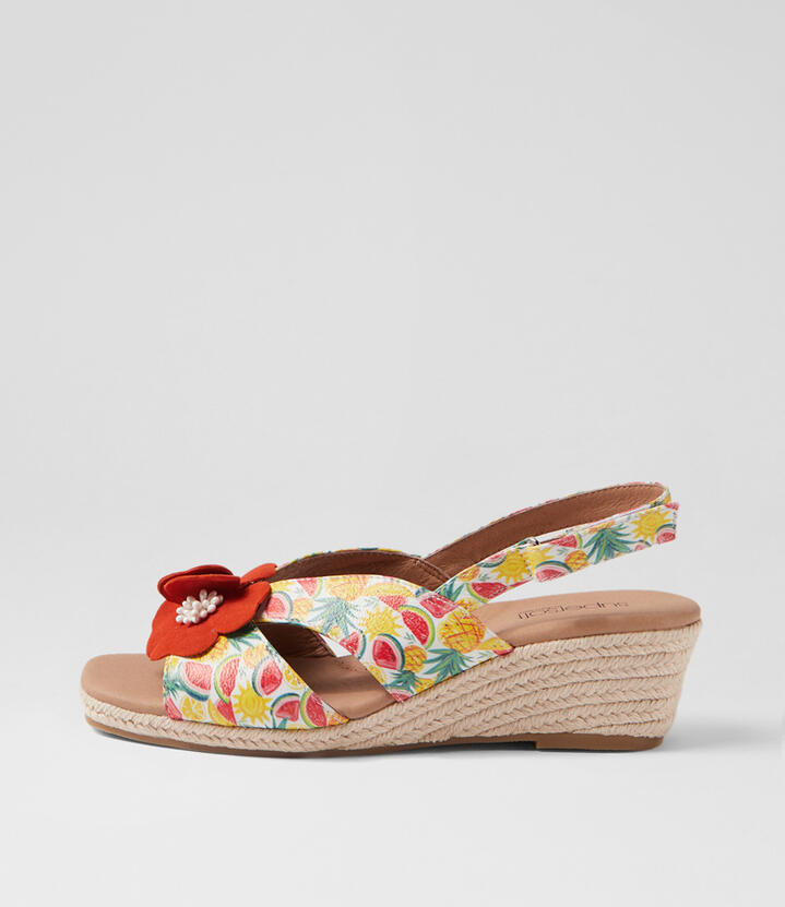 Zenea Fruit Salad Orange Leather Suede Sandals