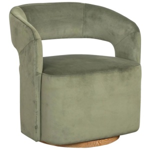 Zeta Fabric Swivel Armchair, Deep Green
