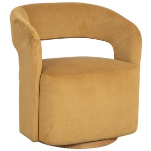 Zeta Fabric Swivel Armchair, Gold