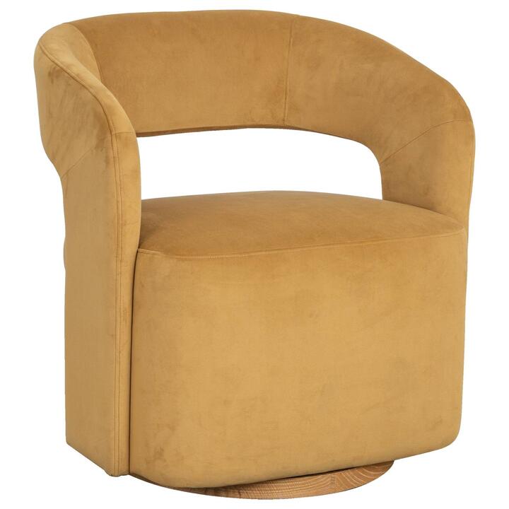 Zeta Fabric Swivel Armchair, Gold
