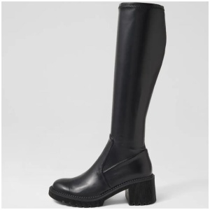 Zina Black Stretch Knee High Boots