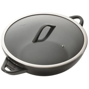 iD3 CS Hard Anodised Non Stick Wok with Lid & Never Hot Handles Size 36cm by Baccarat