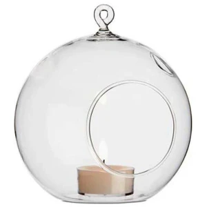 24 Bulk Buy of Hanging Clear Glass Ball Tealight Candle Holder - 8cm Diameter / High - Wedding Globe Decoration Terrarium Succulent Plant Mini Garden