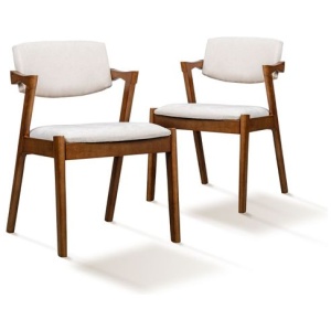 2x Wooden Dining Chairs With Armrests Velvet Upholstery Padded Seat