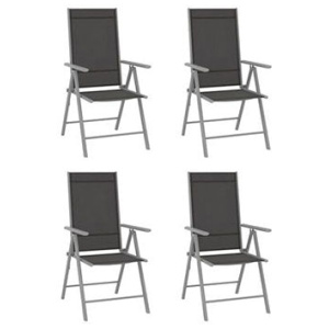 4 Pcs Folding Garden Chairs Textilene Black