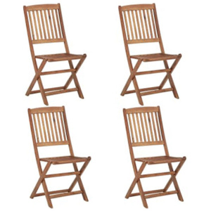 4 Pcs Folding Outdoor Chairs Solid Acacia Wood