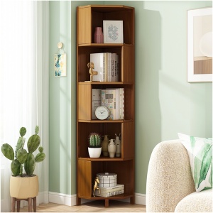 5 Shelf Corner Bookcase Industrial Bookshelf Display Storage Stand