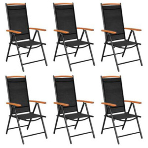 6 Pcs Textilene Black Folding Garden Chairs
