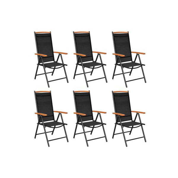6 Pcs Textilene Black Folding Garden Chairs