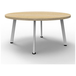 900Mm Round Serenity Coffee Table In White Satin Frame Natural Oak