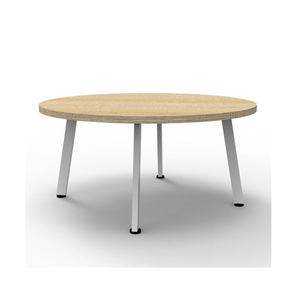 900Mm Round Serenity Coffee Table In White Satin Frame Natural Oak