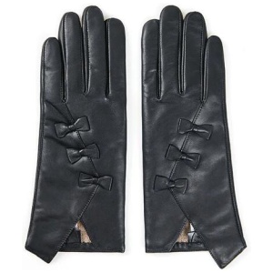 AUSTRALIAN SHEPHERD® Ladies Leather Sheepskin Wool Gloves Belinda - Black / 6.5