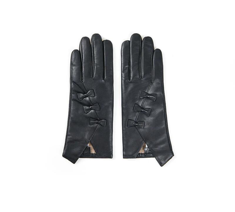 AUSTRALIAN SHEPHERD® Ladies Leather Sheepskin Wool Gloves Belinda - Black / 6.5