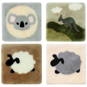 AUSTRALIAN SHEPHERD® Square Australian Sheepskin Wool Cushion - Grey Sheep / One Size