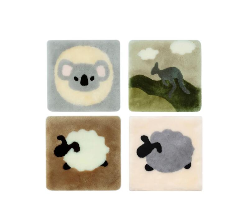 AUSTRALIAN SHEPHERD® Square Australian Sheepskin Wool Cushion - Grey Sheep / One Size