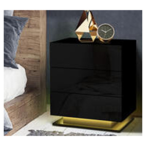 Adeth Bedside Table With Led Black Medium
