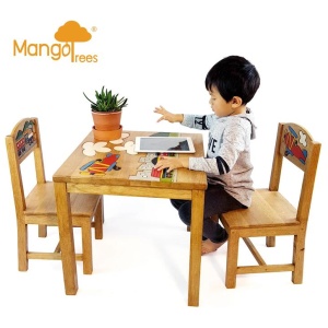 Airplane Design Kids Wooden Table Chairs Set
