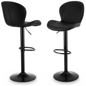 Artiss 2x Bar Stools Kitchen Swivel Gas Lift Counter Chair Shell Leather Black