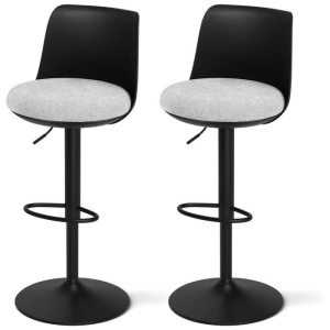 Artiss 2x Bar Stools Kitchen Swivel Gas Lift Counter Dining Chair Curved Black